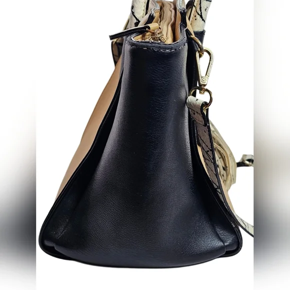 Neiman Marcus Faux Leather Tote Shoulder Bag Double Handle Shoulder Strap Tassel - Picture 3 of 13